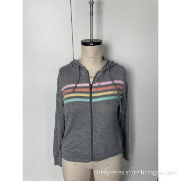 Casual hooded colored stripe hoodie